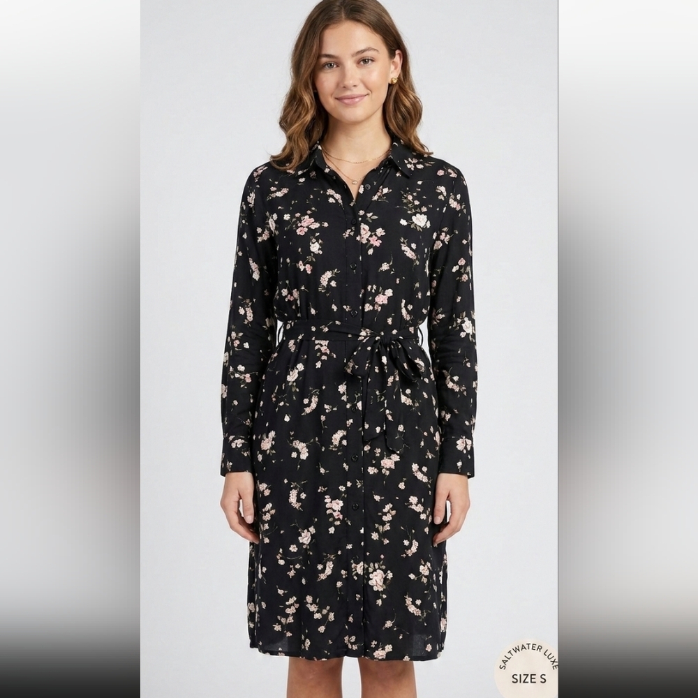 Saltwater Luxe Los Angeles Floral Button-Up Midi Dress Small Eco-Rayon